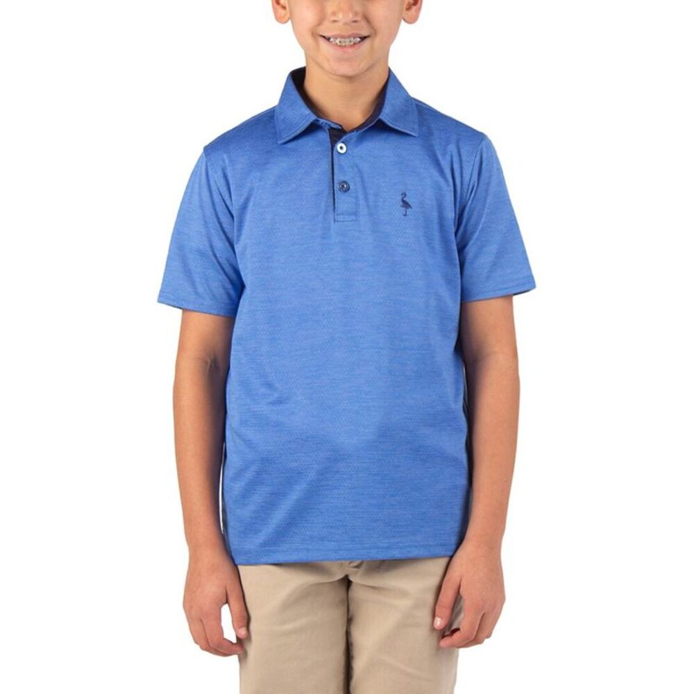 Tailorbyrd Boys  Melange Mesh Performance Polo Shirt, Blue